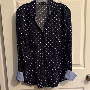 Navy Polka Dot Button-Down Shirt